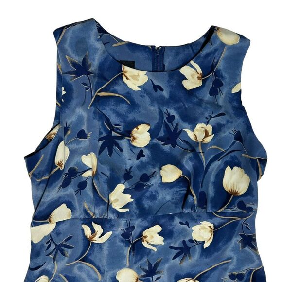 Vintage Byer Studio Sleeveless Floral Blue Maxi Dress Yellow Flowers Crewneck - Picture 3 of 11